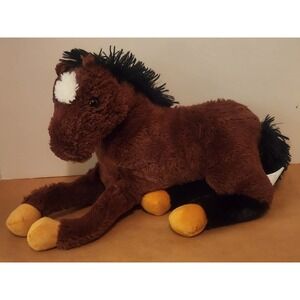 16" Brown Laying Horse Stuffed Animal Gift Used
